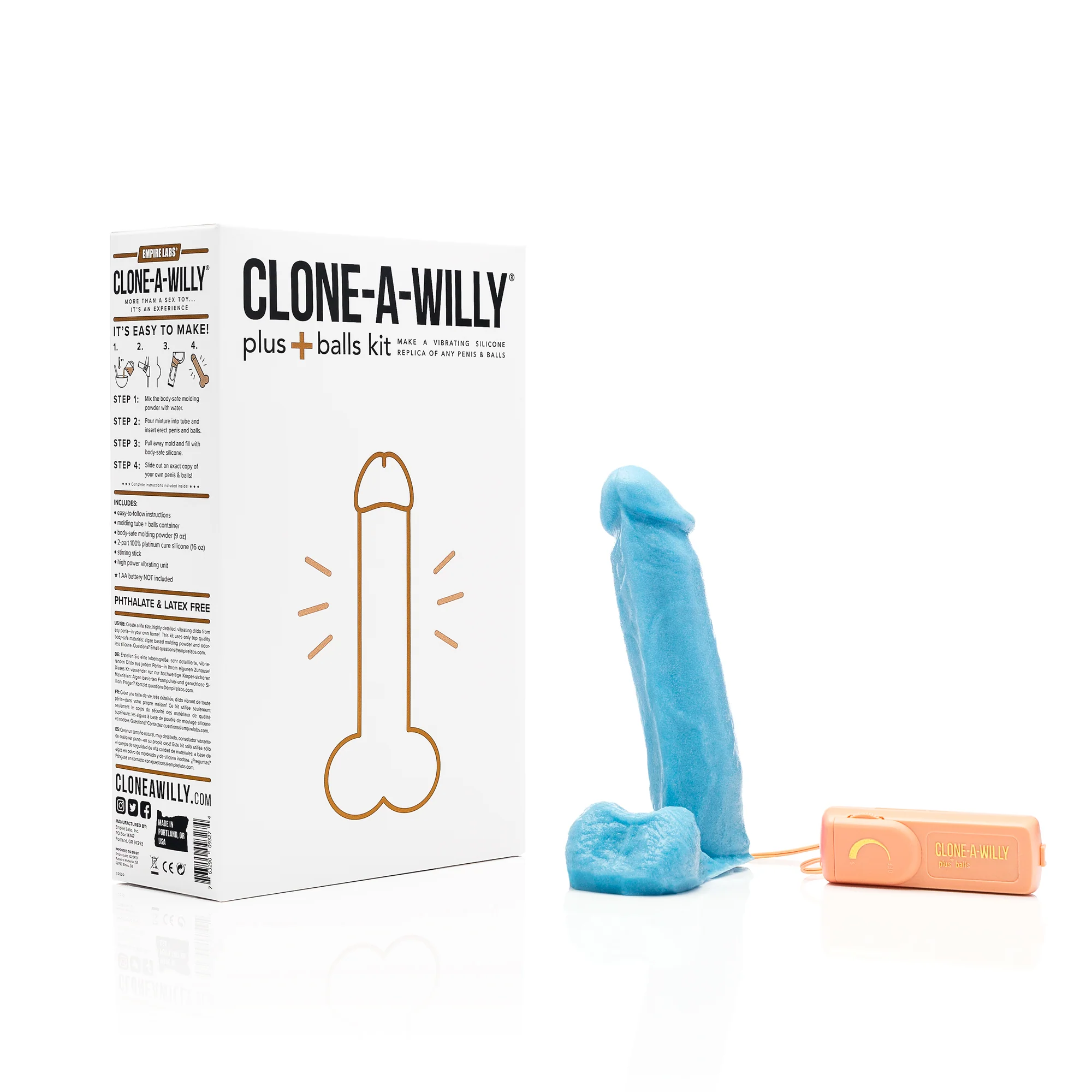 Penis Plus Balls <br>DIY Dildo Kit <br>Glow In The Dark Blue - Image 3